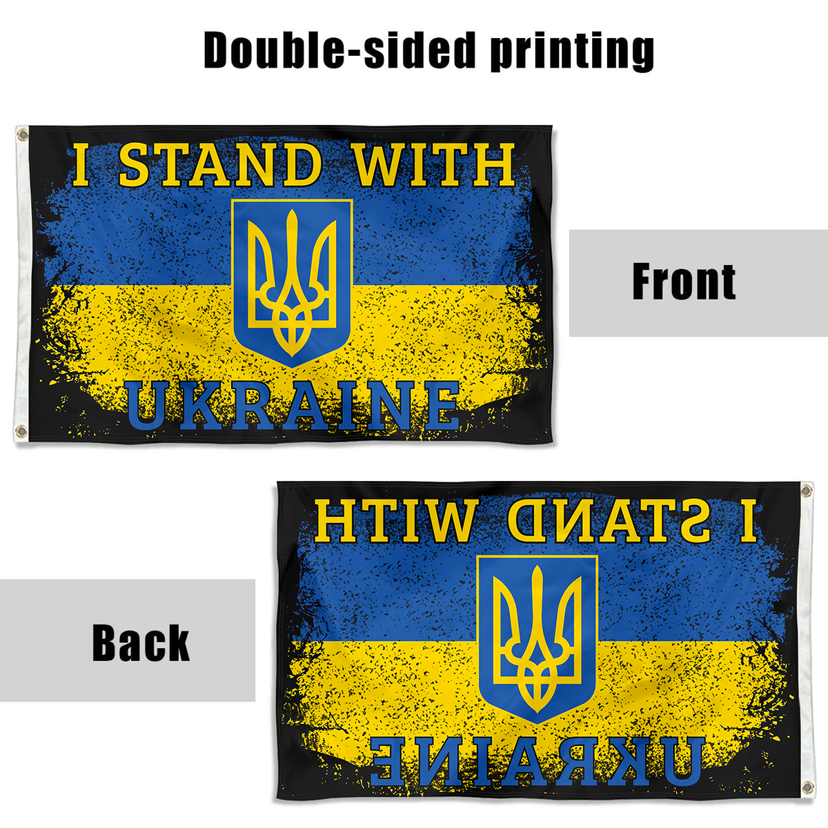 Fyon I Stand With Ukraine Flag White Indoor and outdoor banner 40106