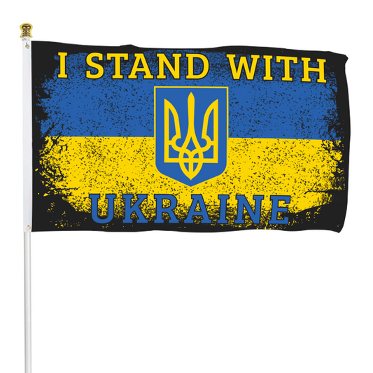 Fyon I Stand With Ukraine Flag White Indoor and outdoor banner 40106