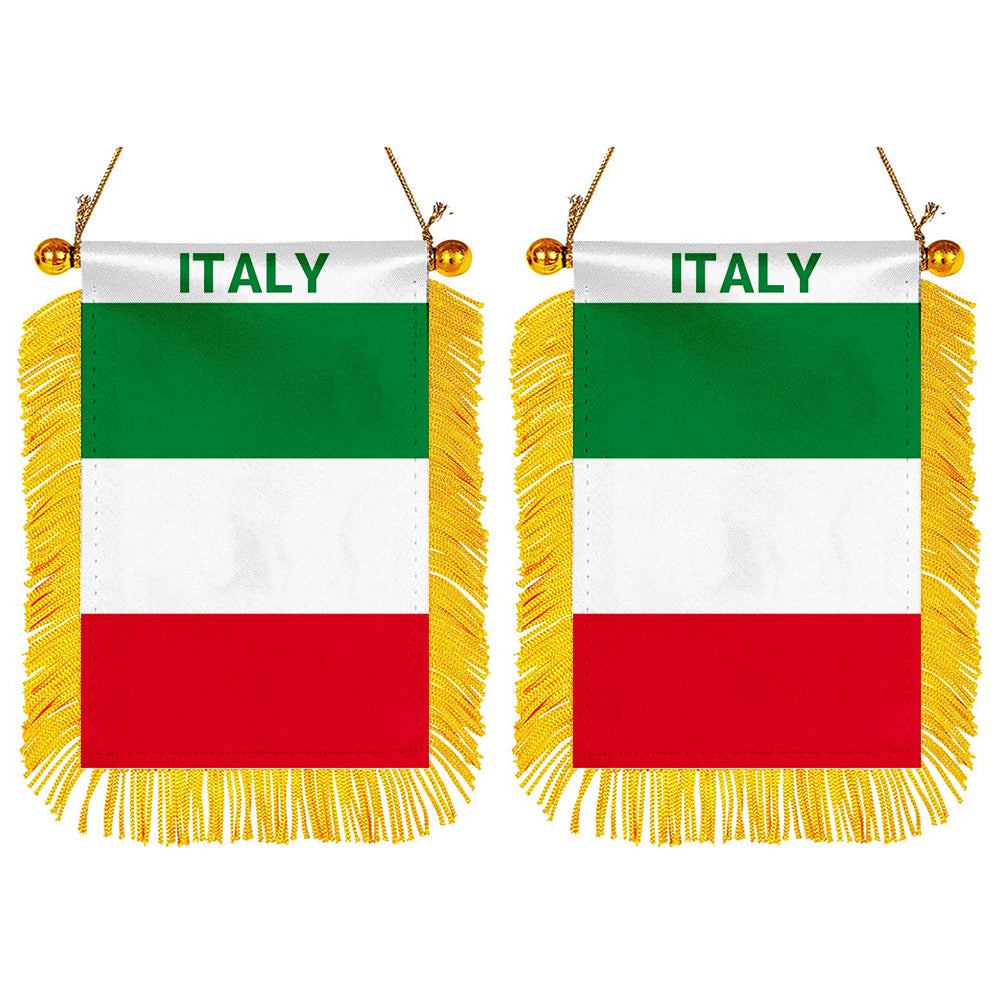 Italy Mini Car Rearview Mirror Flag Banner - 2PC