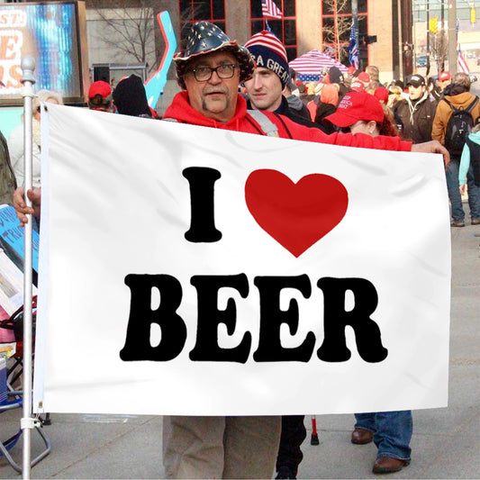 Fyon I love Beer Flag Banner White Indoor and Outdoor Banner