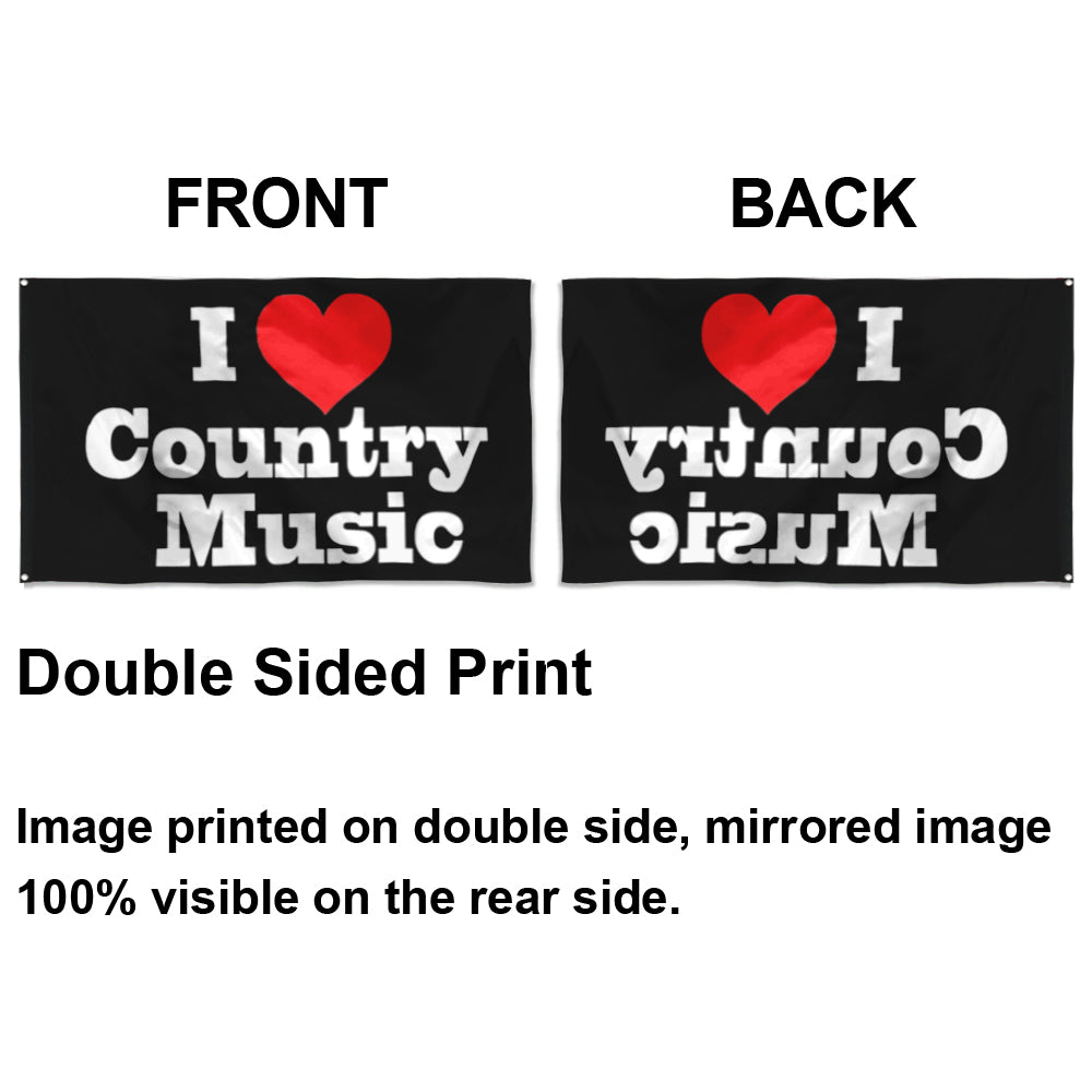 Fyon I love Country Music Flag Black Indoor and outdoor banner
