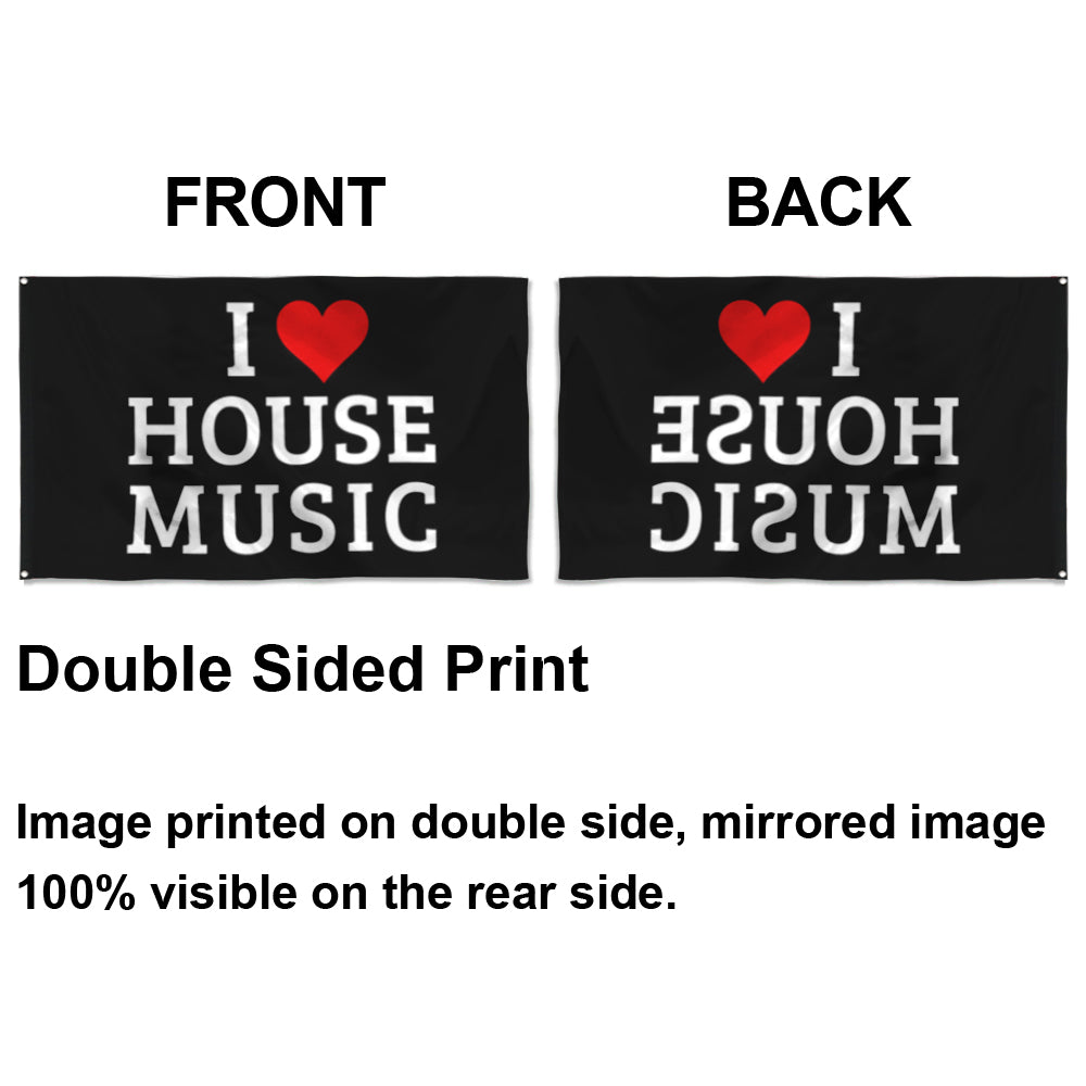 Fyon I love House Music Flag Indoor and outdoor banner