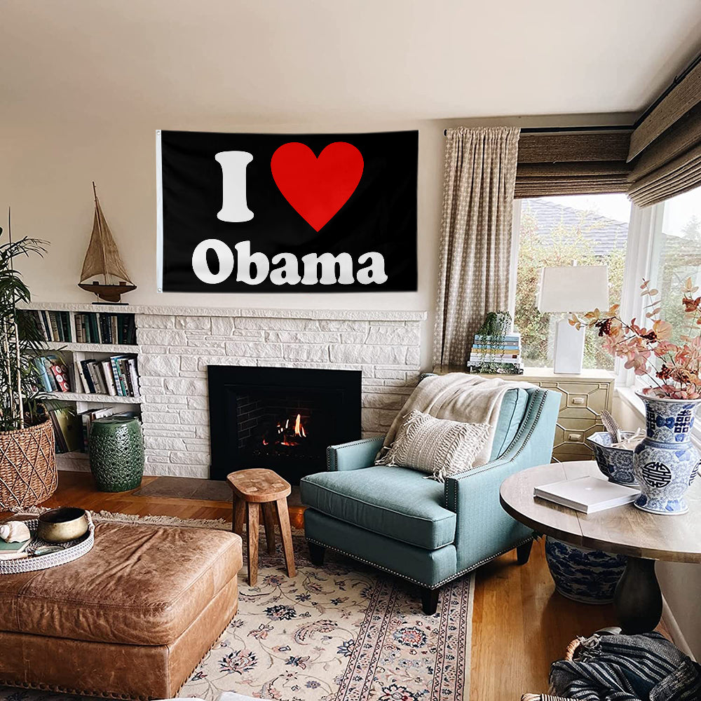 Fyon I love Obama Flag Indoor and Outdoor Banner