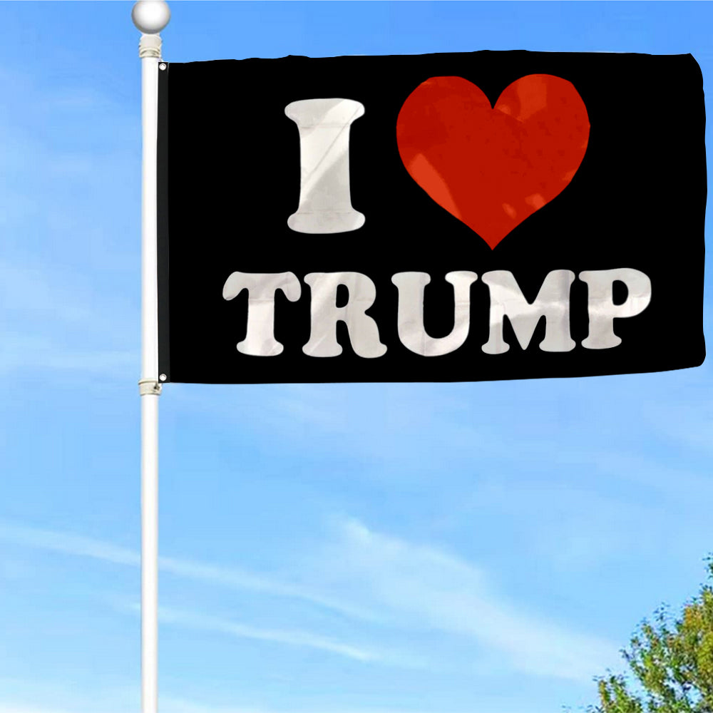 Fyon I love Trump Flag Black Indoor and Outdoor Banner
