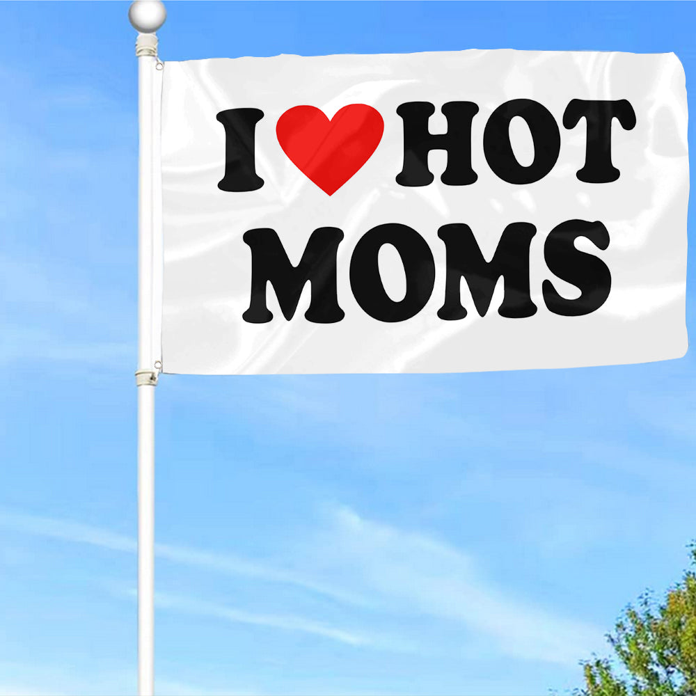 Fyon I love hot MOMS Flag Indoor and Outdoor Banner
