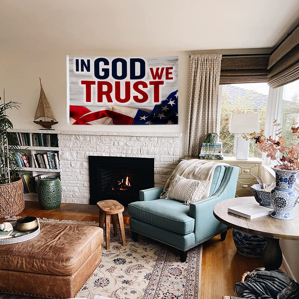 Fyon In God we Trust JESUS Flag Indoor and outdoor banner