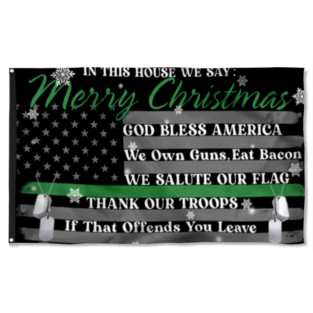 Fyon In This House We Say Merry Christmas God Bless America Eagle Flag 41340 Indoor and outdoor banner