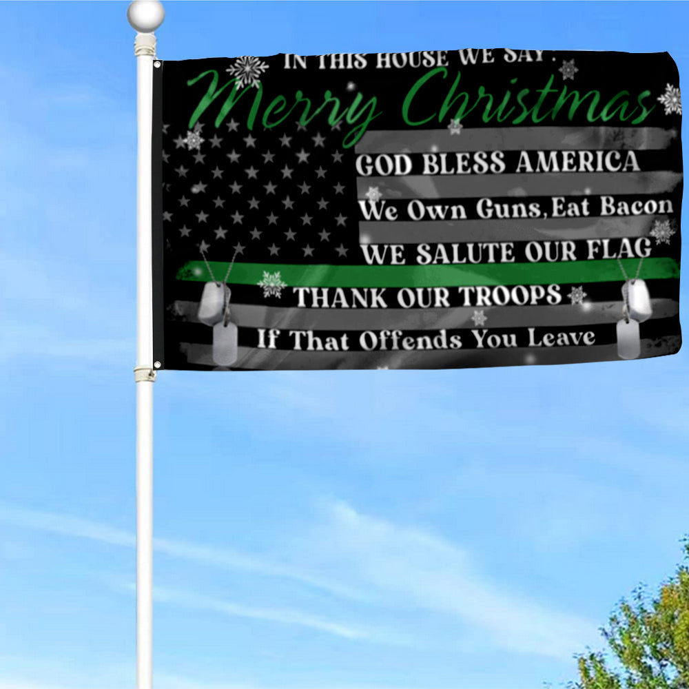 Fyon In This House We Say Merry Christmas God Bless America Eagle Flag 41340 Indoor and outdoor banner