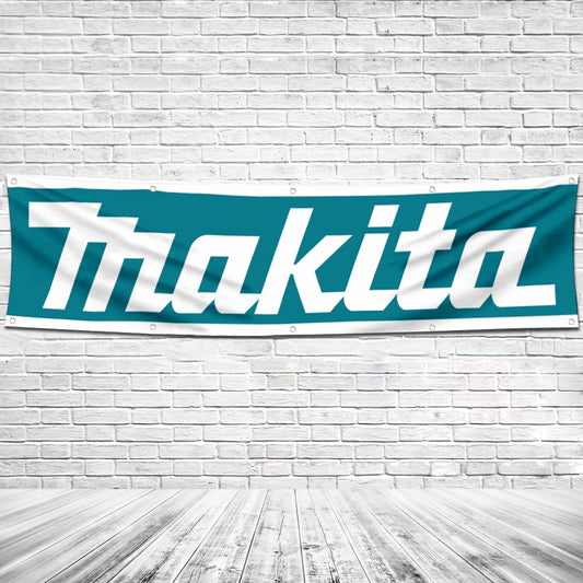 Fyon Industrial Power Tools Garage Shop Decor Banner Works for Makita Flag Green 2x8 Feet
