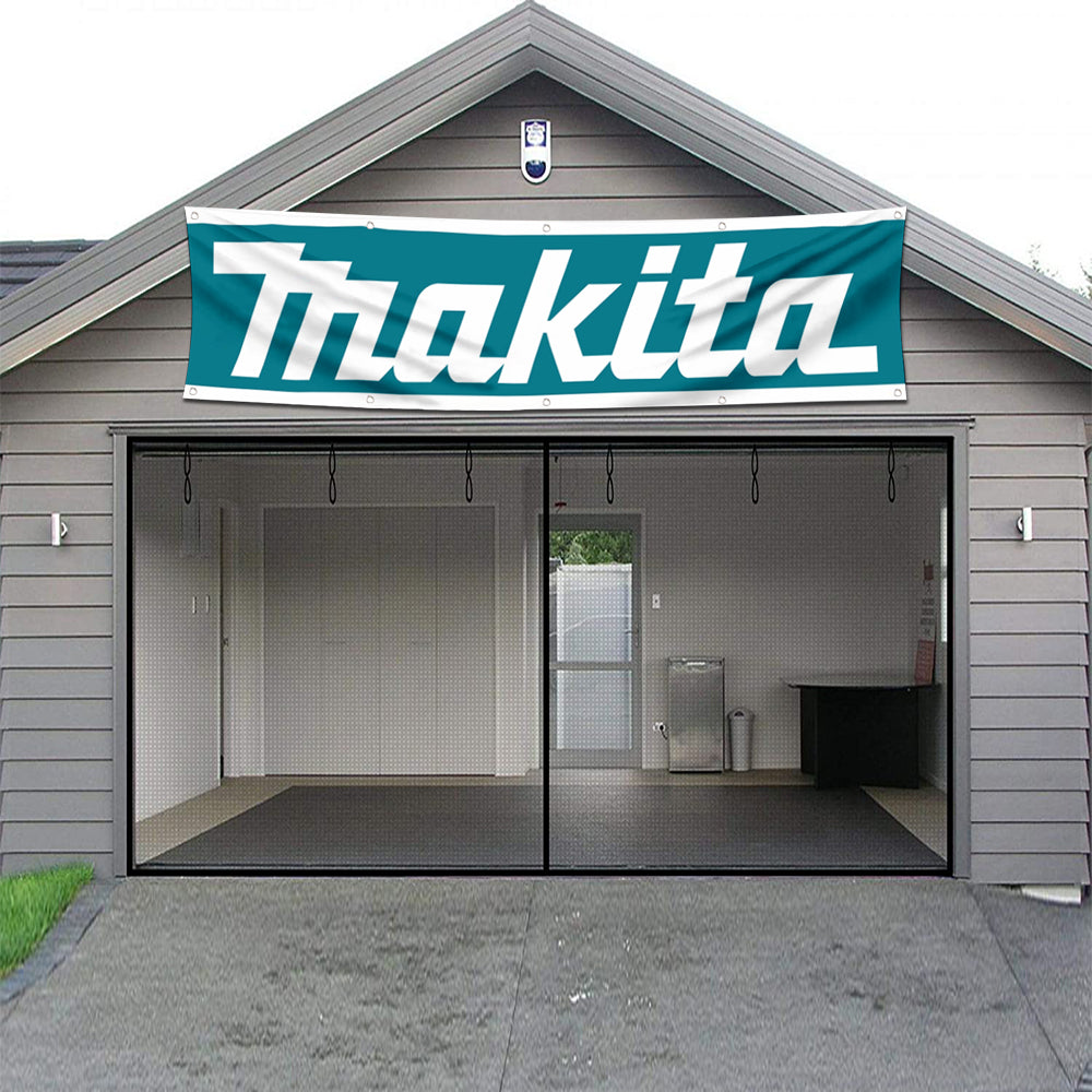 Fyon Industrial Power Tools Garage Shop Decor Banner Works for Makita Flag Green 2x8 Feet