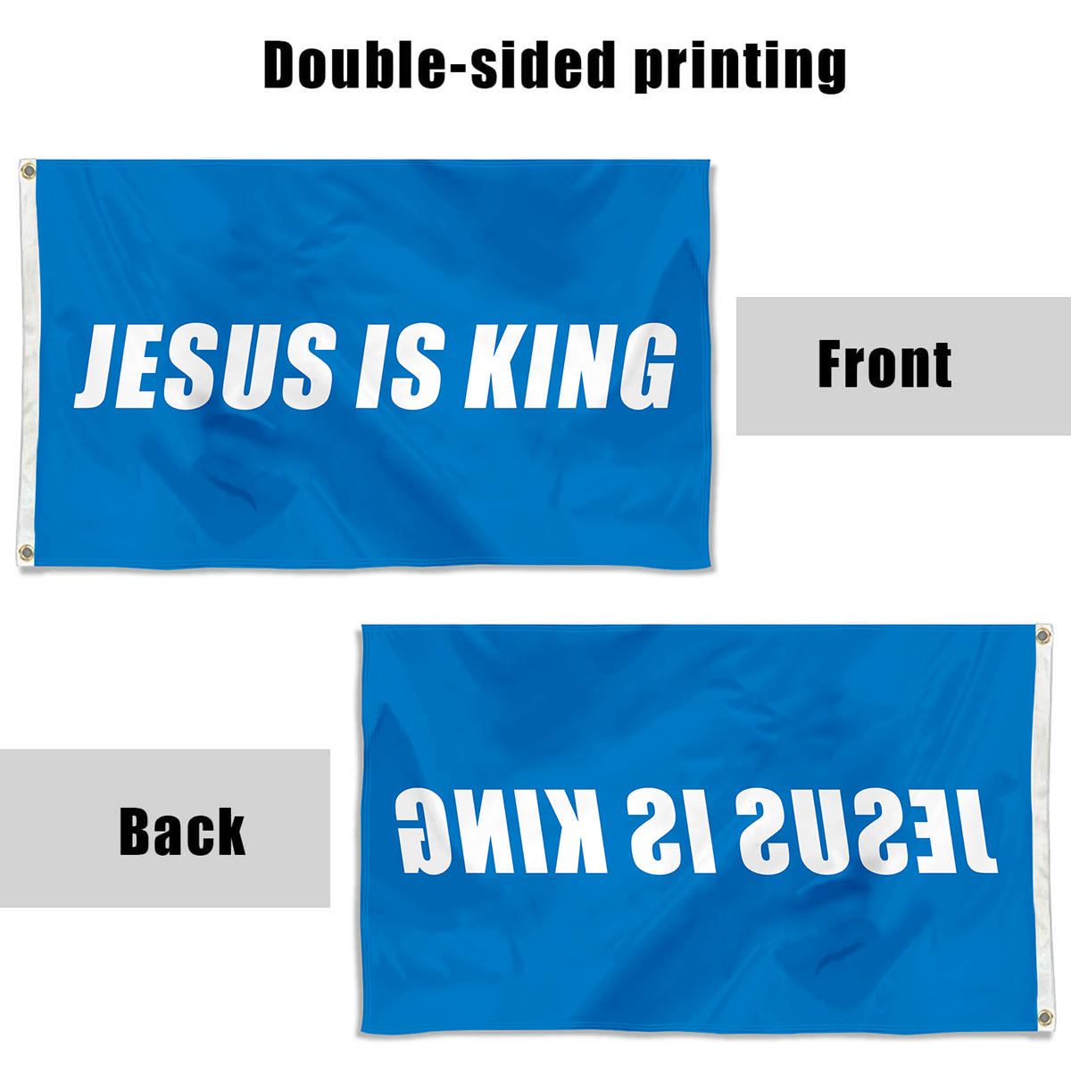Fyon JESUS IS KING flag Blue Indoor and outdoor banner