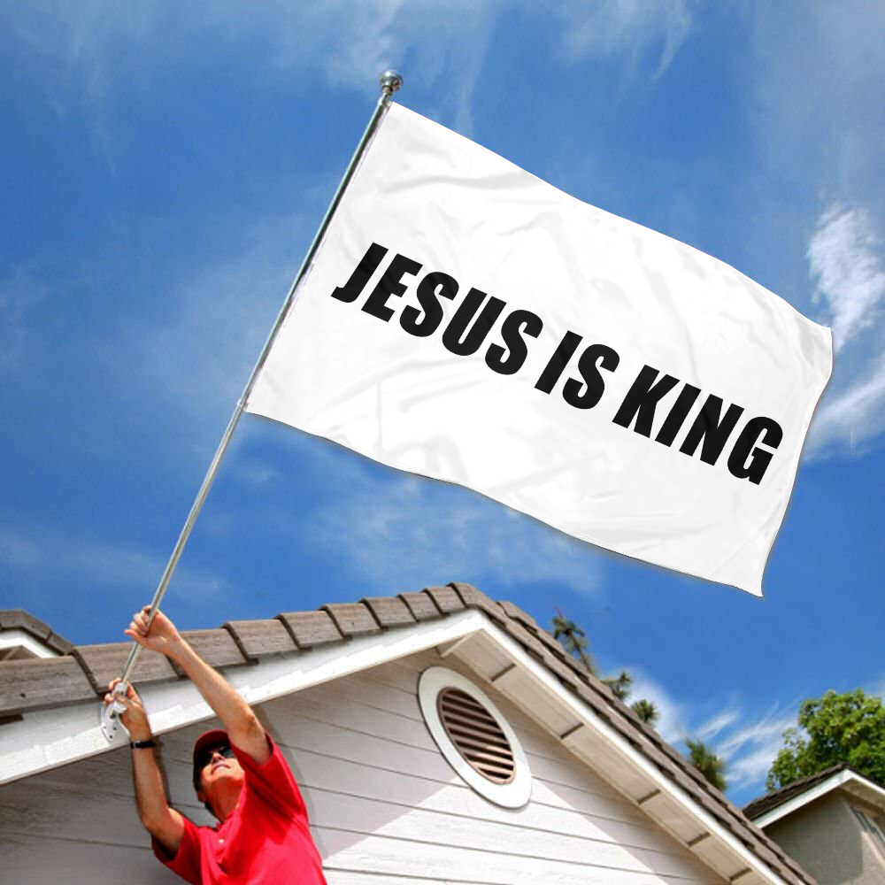 Fyon JESUS IS KING Flag Indoor and outdoor banner White 32815