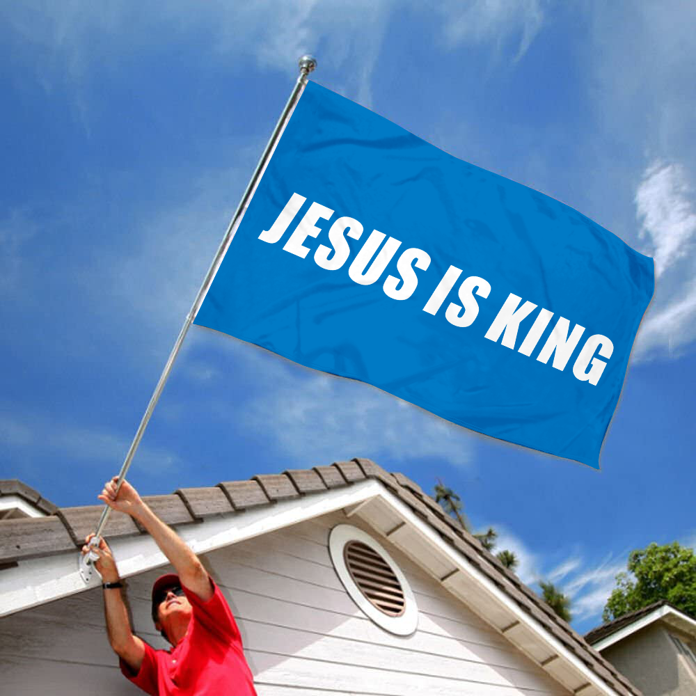 Fyon JESUS IS KING Flag Indoor and outdoor banner Blue 32816