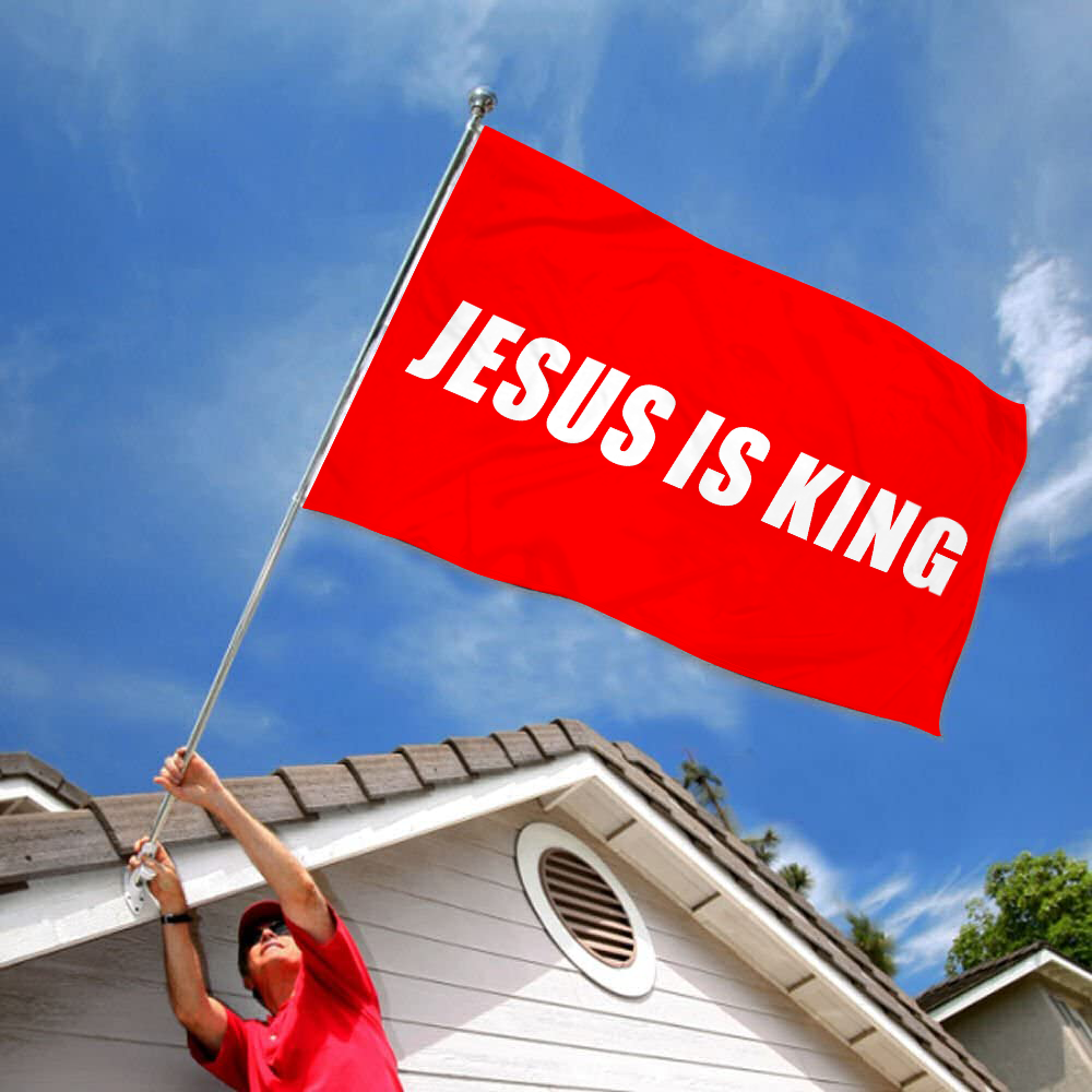 Fyon JESUS IS KING Flag Indoor and outdoor banner Red 32818