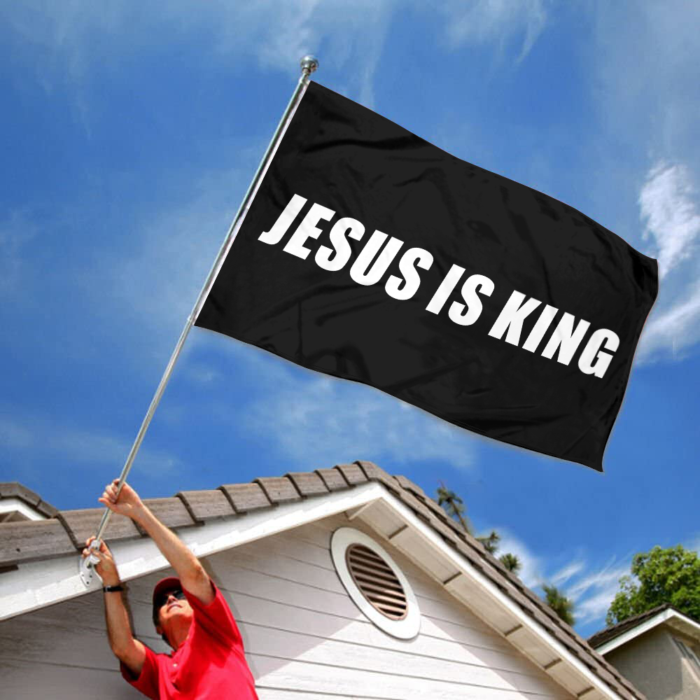 Fyon JESUS IS KING Flag Indoor and outdoor banner Black 32817