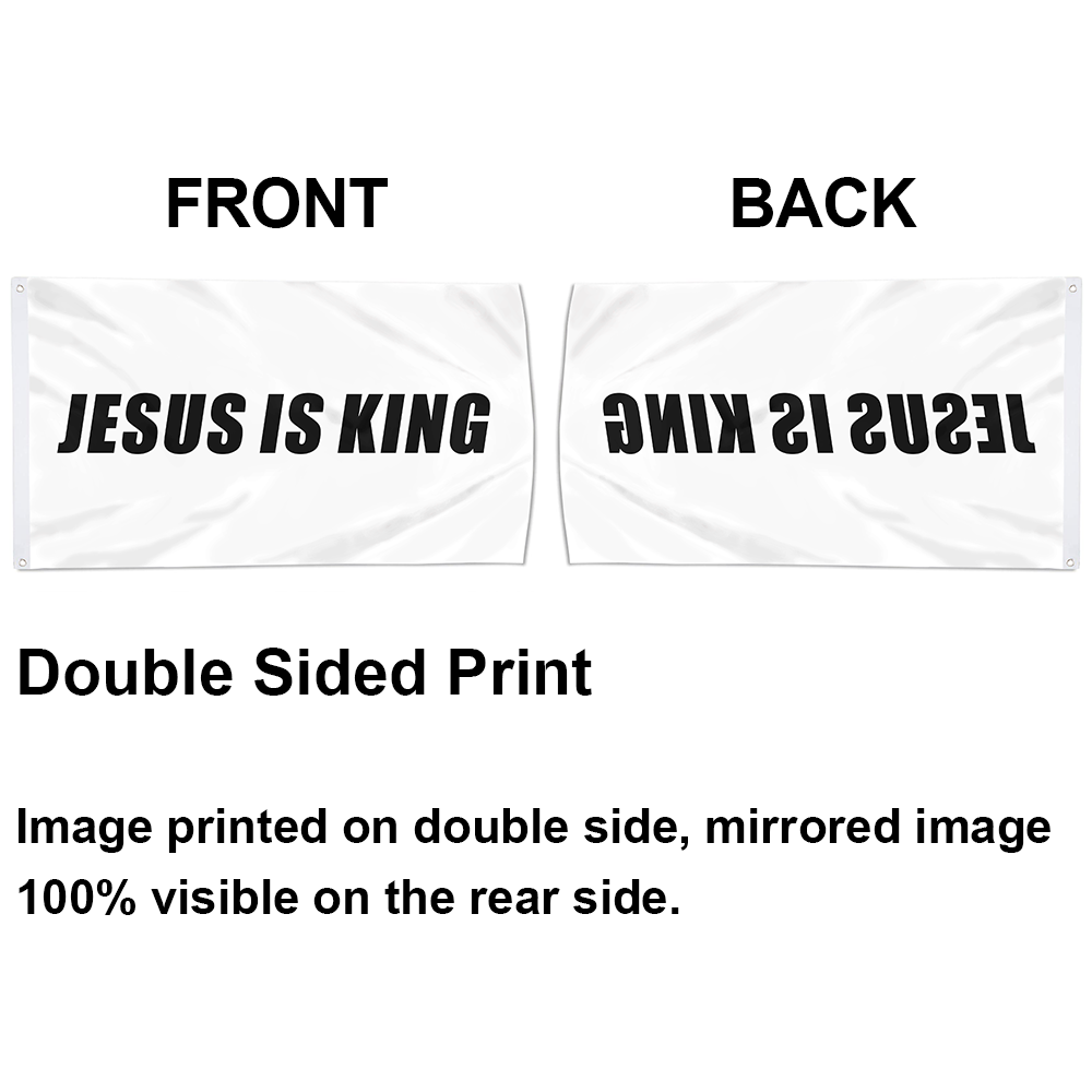 Fyon JESUS IS KING Flag Indoor and outdoor banner White 32815