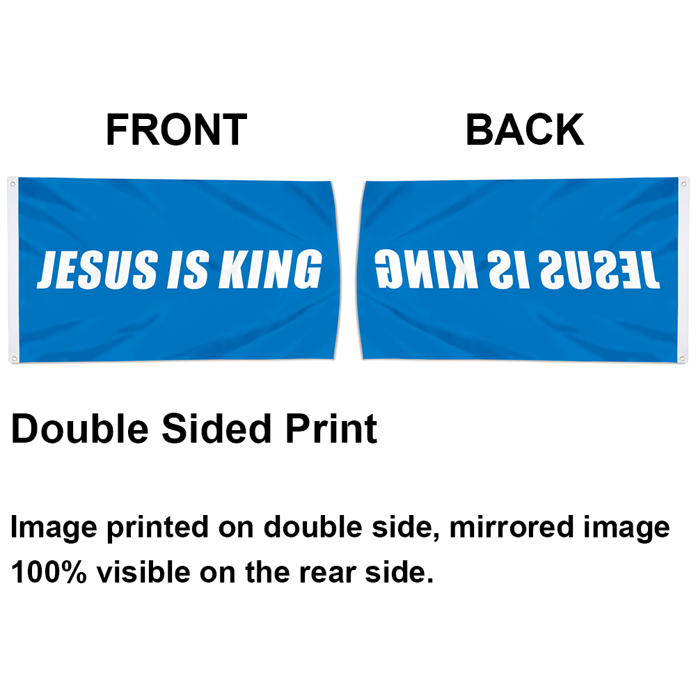 Fyon JESUS IS KING Flag Indoor and outdoor banner Blue 32816