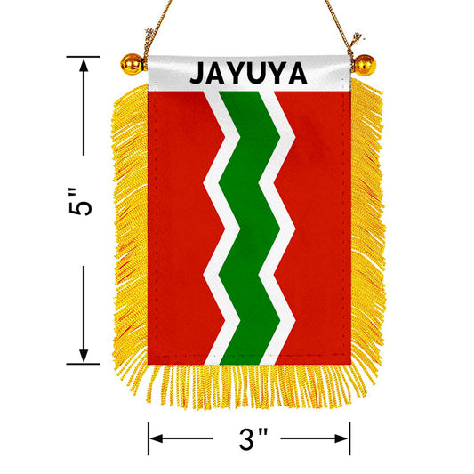 Jayuya, Puerto Rico Flag Mini Car Rearview Mirror Flag Banner - 2PC