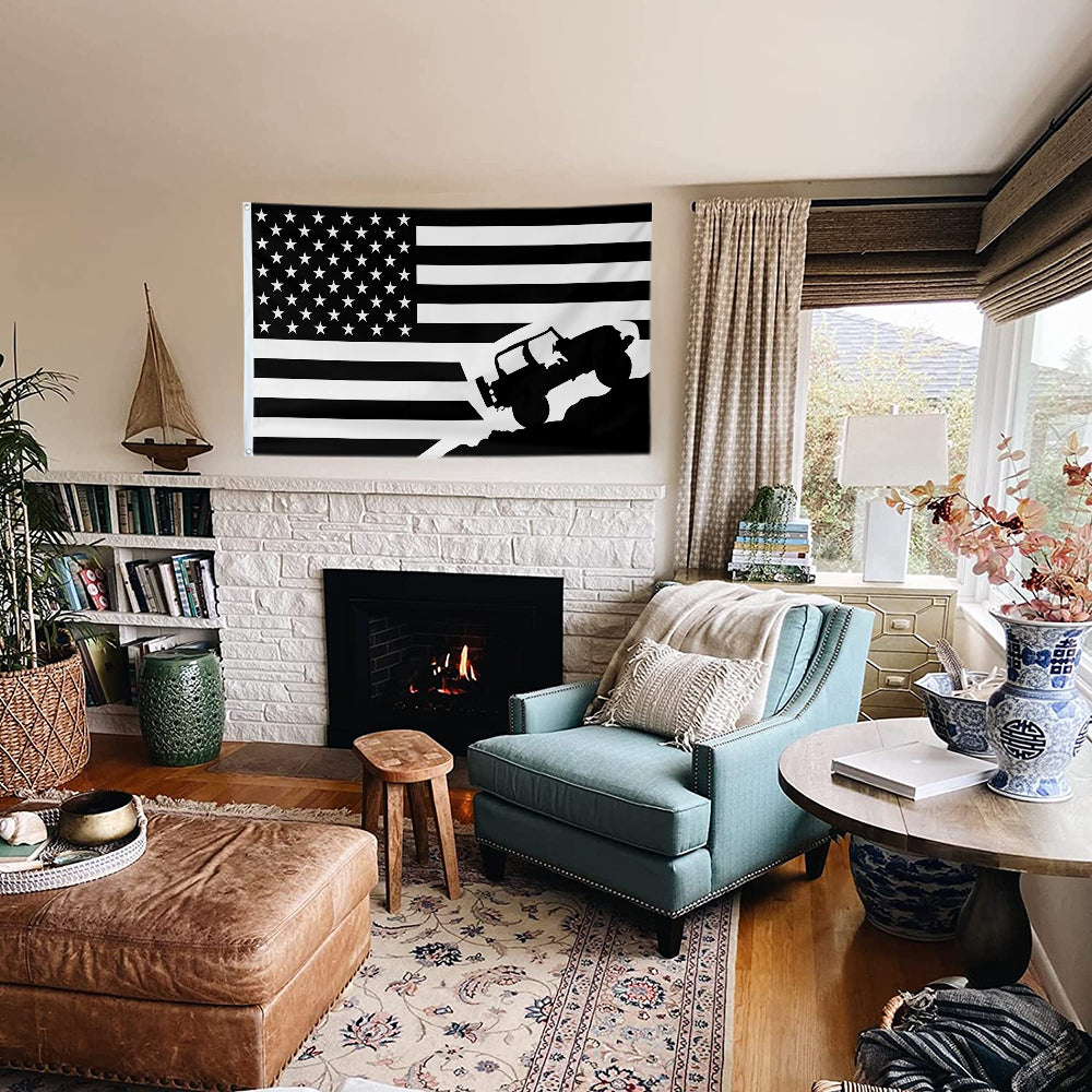 Fyon Jeep Chevy Dodge USA Flag Banner