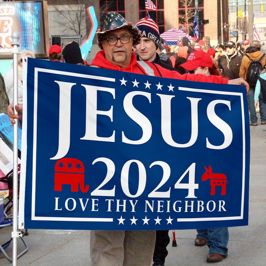Fyon Jesus 2024 Flag FREE SHIPPING Our Only Hope Love Neighbor USA Poster Sign Flag Indoor and outdoor banner