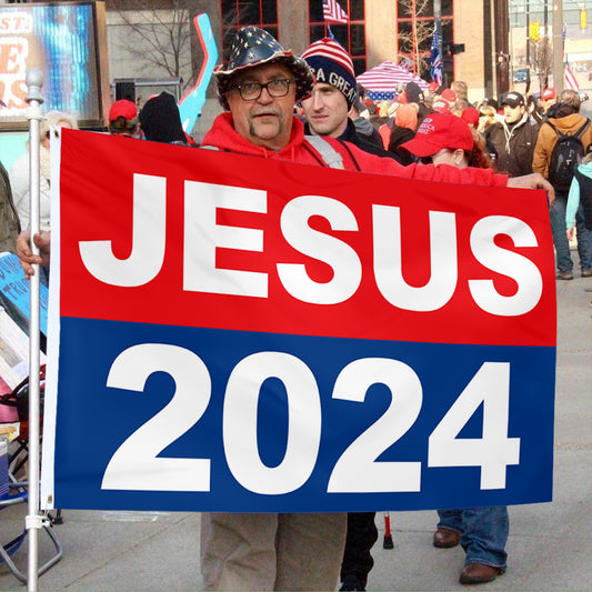 Fyon Jesus 2024 Flag FREE SHIPPING Our Only Hope Red Blue Trump USA Poster Sign Flag Indoor and outdoor banner
