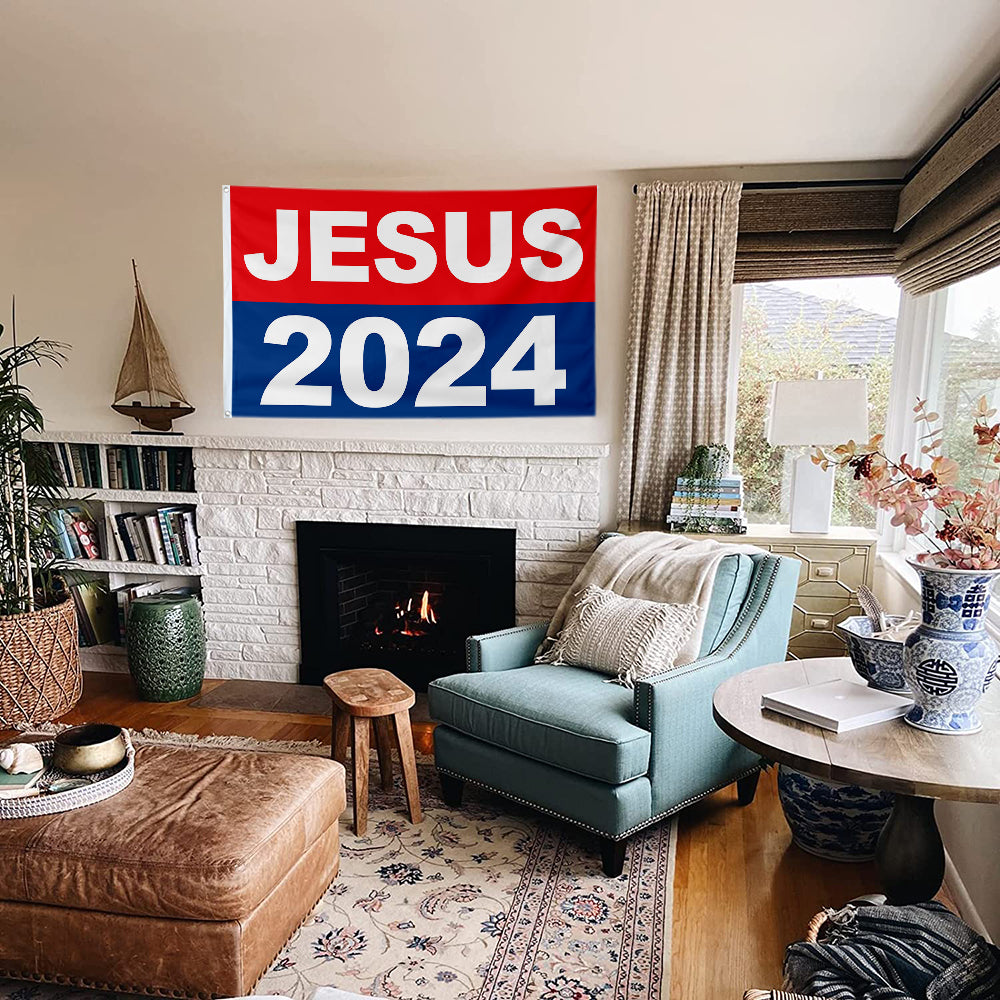 Fyon Jesus 2024 Flag FREE SHIPPING Our Only Hope Red Blue Trump USA Poster Sign Flag Indoor and outdoor banner