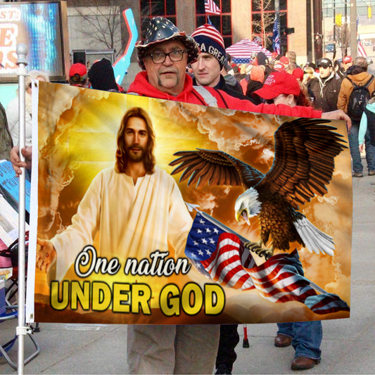 Fyon Jesus American One Nation Under God Flag 41020 Indoor and outdoor banner