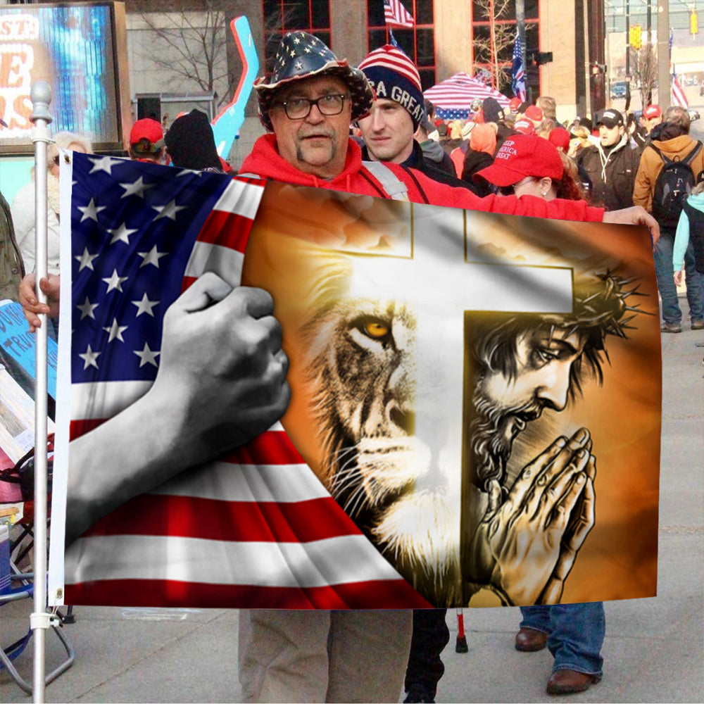 Fyon Jesus And Lion Of Judah Flag 41022 Indoor and outdoor banner