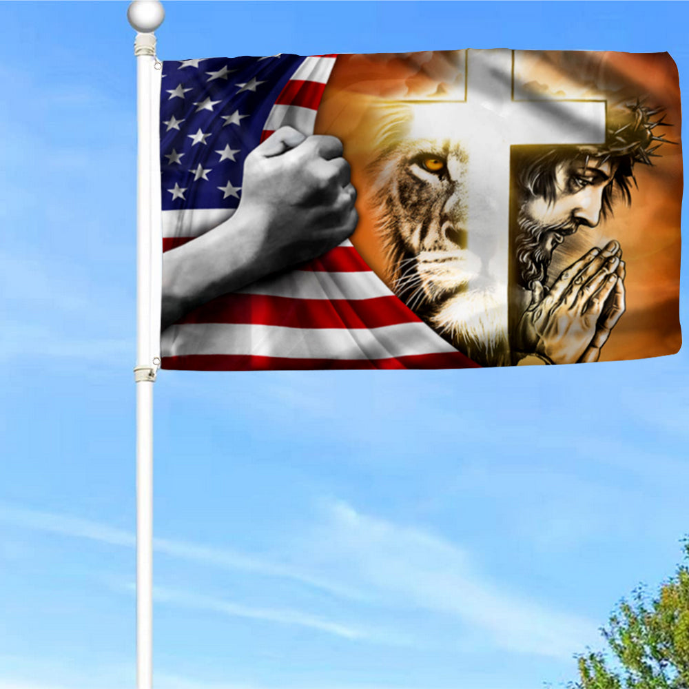Fyon Jesus And Lion Of Judah Flag 41022 Indoor and outdoor banner
