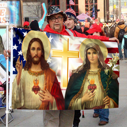 Fyon Jesus And Mary Two Loving Hearts Flag 41025 Indoor and outdoor banner