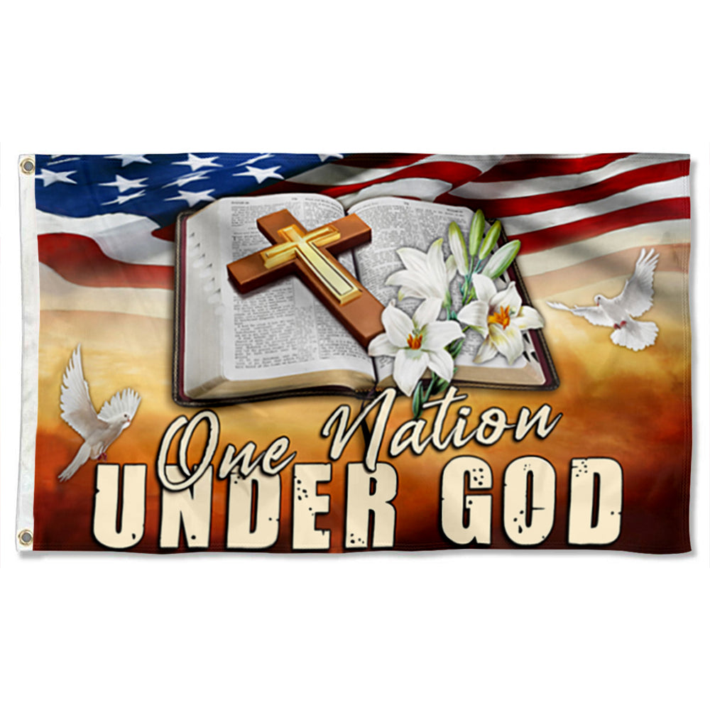 Fyon Jesus Christ One Nation Under God Flag Banner 41026 Indoor and outdoor banner