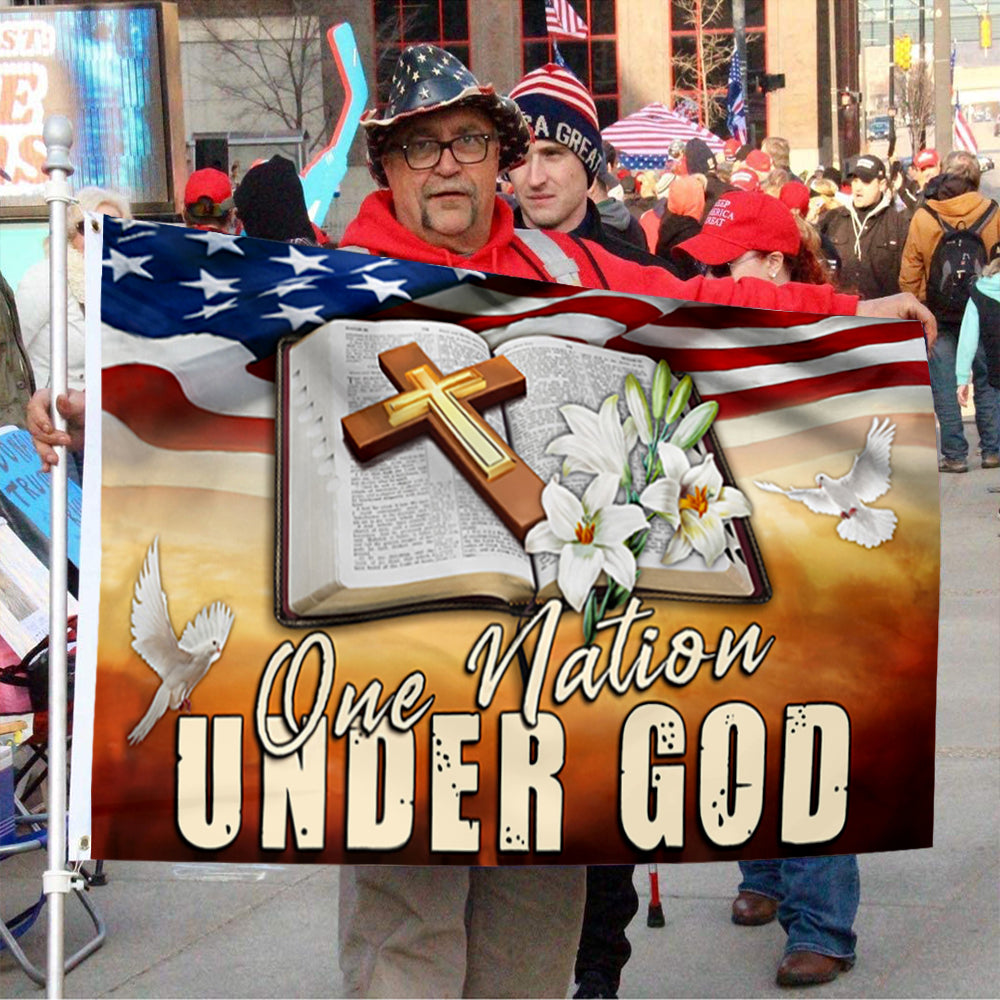 Fyon Jesus Christ One Nation Under God Flag Banner 41026 Indoor and outdoor banner