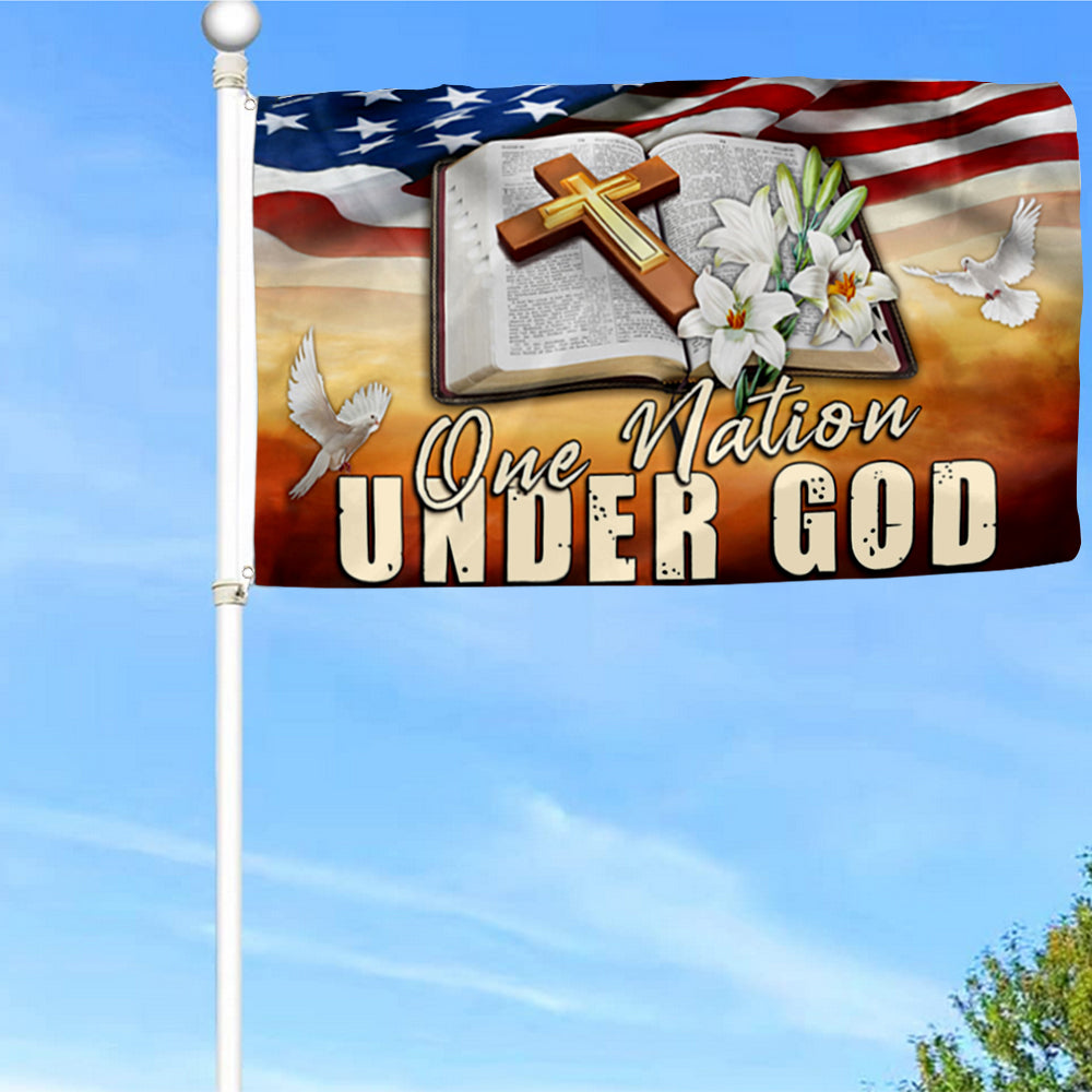 Fyon Jesus Christ One Nation Under God Flag Banner 41026 Indoor and outdoor banner