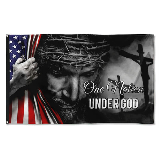 Fyon Jesus One Nation Under God Flag Banner