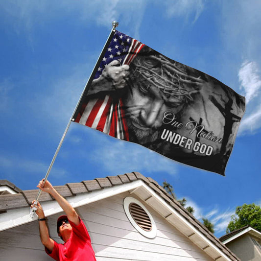 Fyon Jesus One Nation Under God Flag Banner
