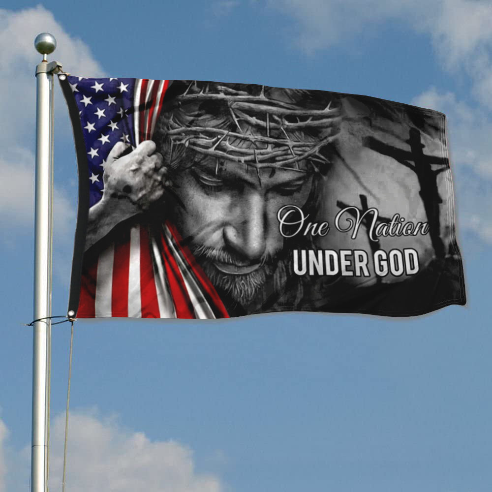Fyon Jesus One Nation Under God Flag Banner