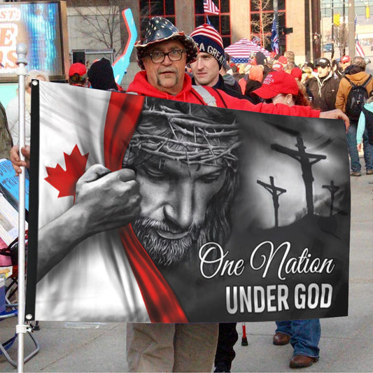 Fyon Jesus One Nation Under God Canadian Flag 41035 Indoor and outdoor banner