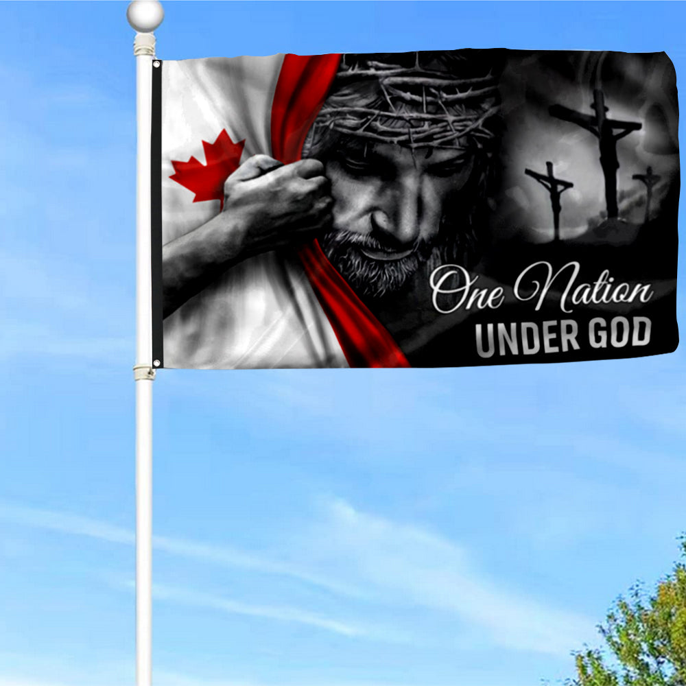 Fyon Jesus One Nation Under God Canadian Flag 41035 Indoor and outdoor banner