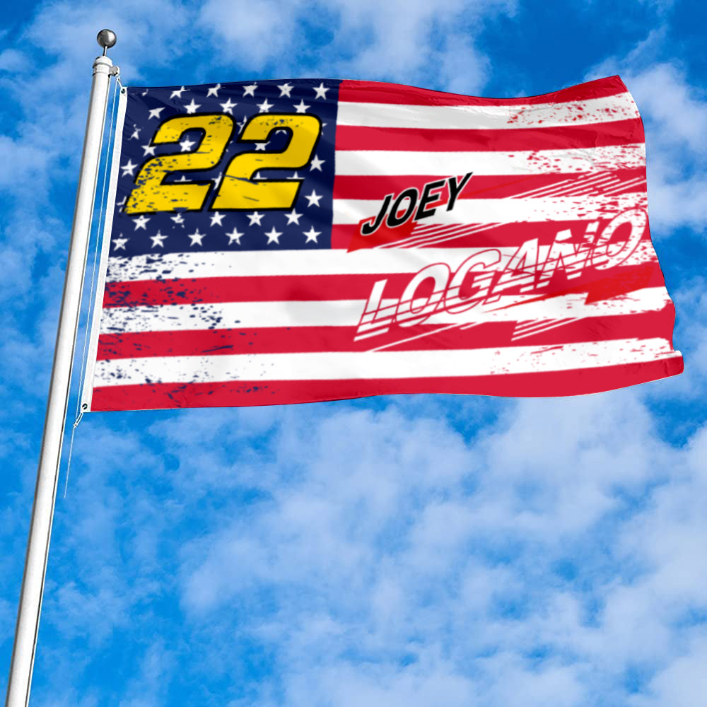 Fyon Joey Logano #22 Stars and Stripes Flag Banner