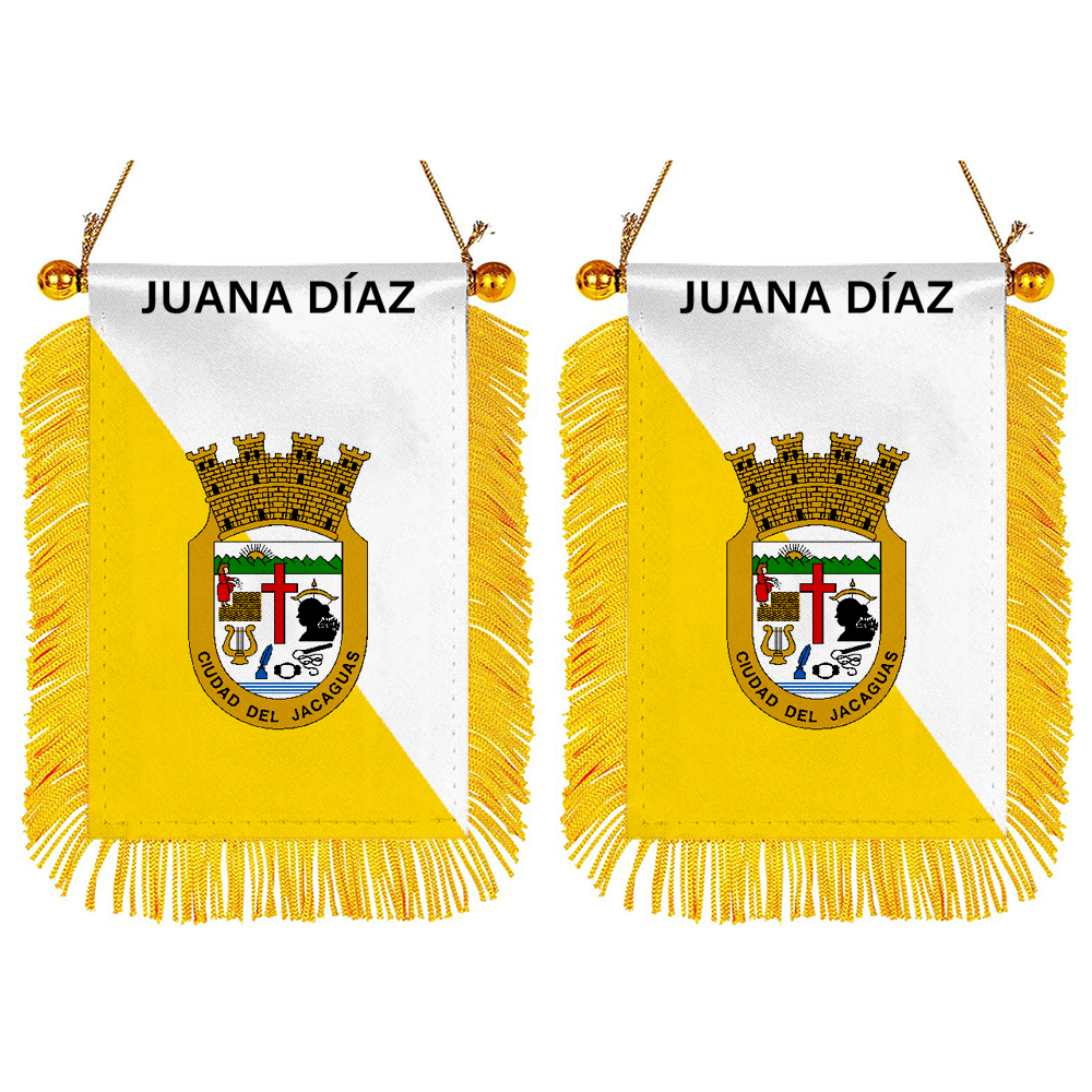 Juana Díaz, Puerto Rico Flag Mini Car Rearview Mirror Flag Banner - 2PC