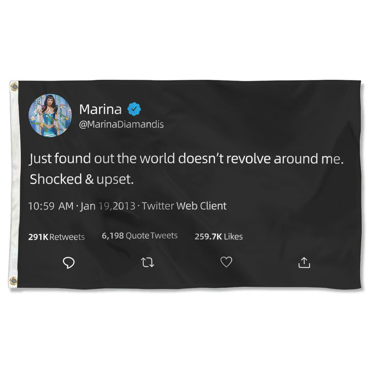 Fyon Just Found Out The World Doesn’t Revolve Around Me Shocked & Upset Marina Diamandis Tweet Indoor and outdoor banner