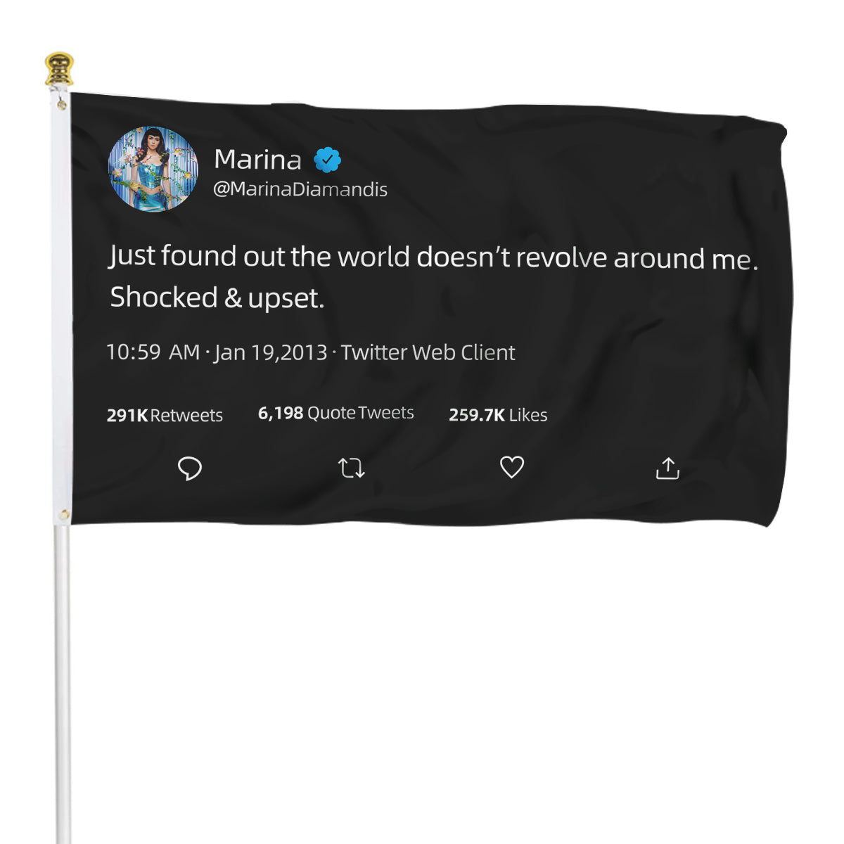 Fyon Just Found Out The World Doesn’t Revolve Around Me Shocked & Upset Marina Diamandis Tweet Indoor and outdoor banner