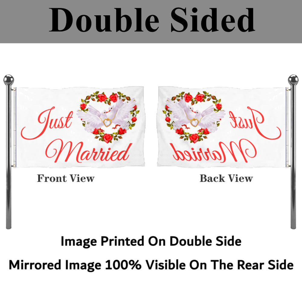 Fyon Just Married Flag 2151 Flag Indoor and outdoor banner