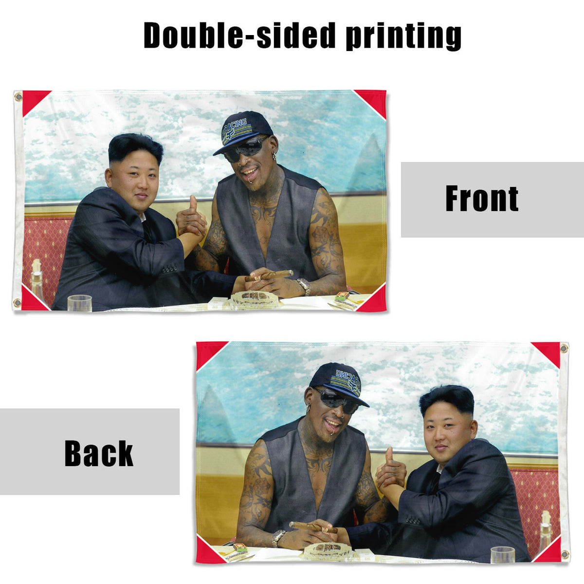 Fyon Kim Jong Un & Dennis Rodman Flag Banner