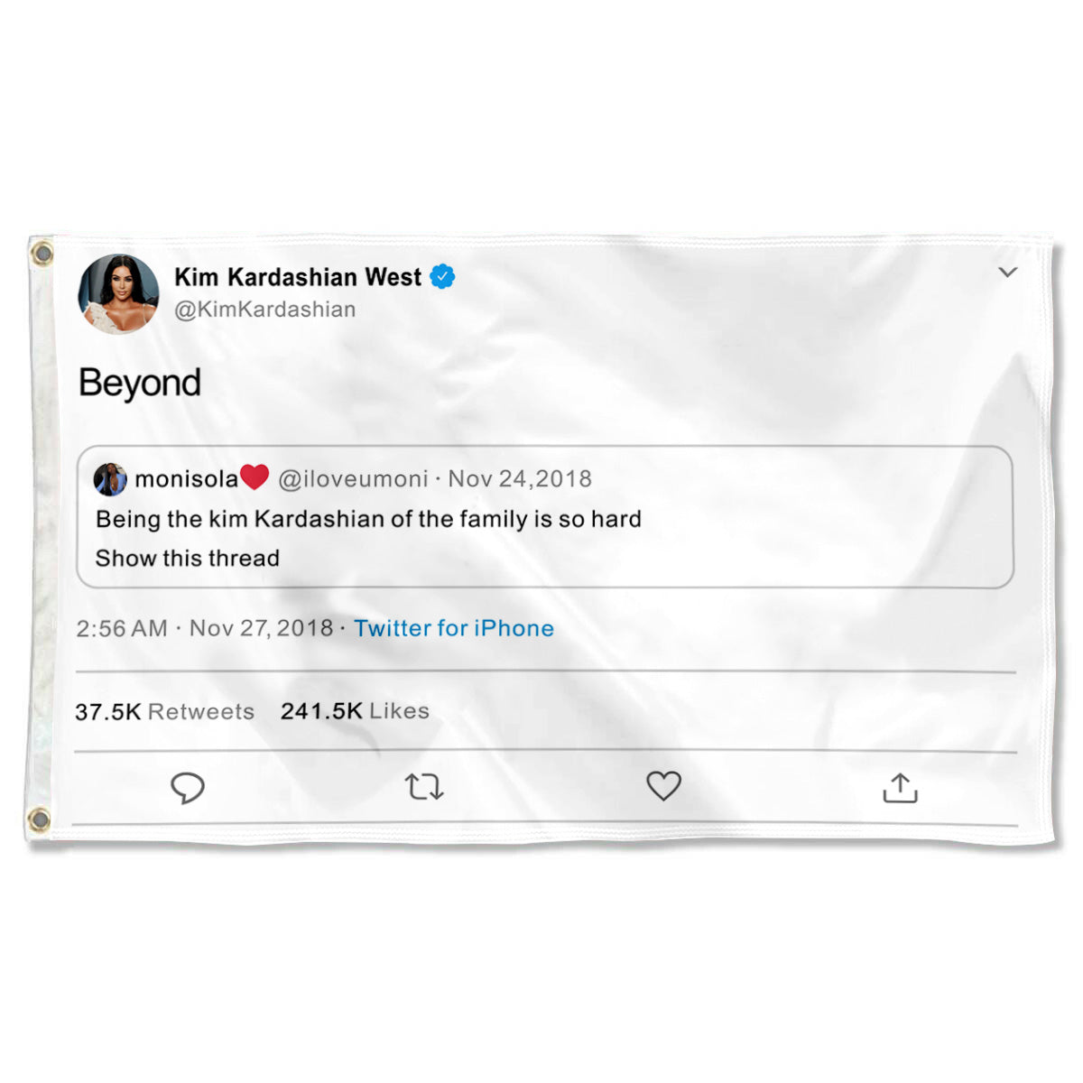 Fyon Kim kardashian west Funny twitter flag Beyond Moisalo twitter Funny Indoor and outdoor banner