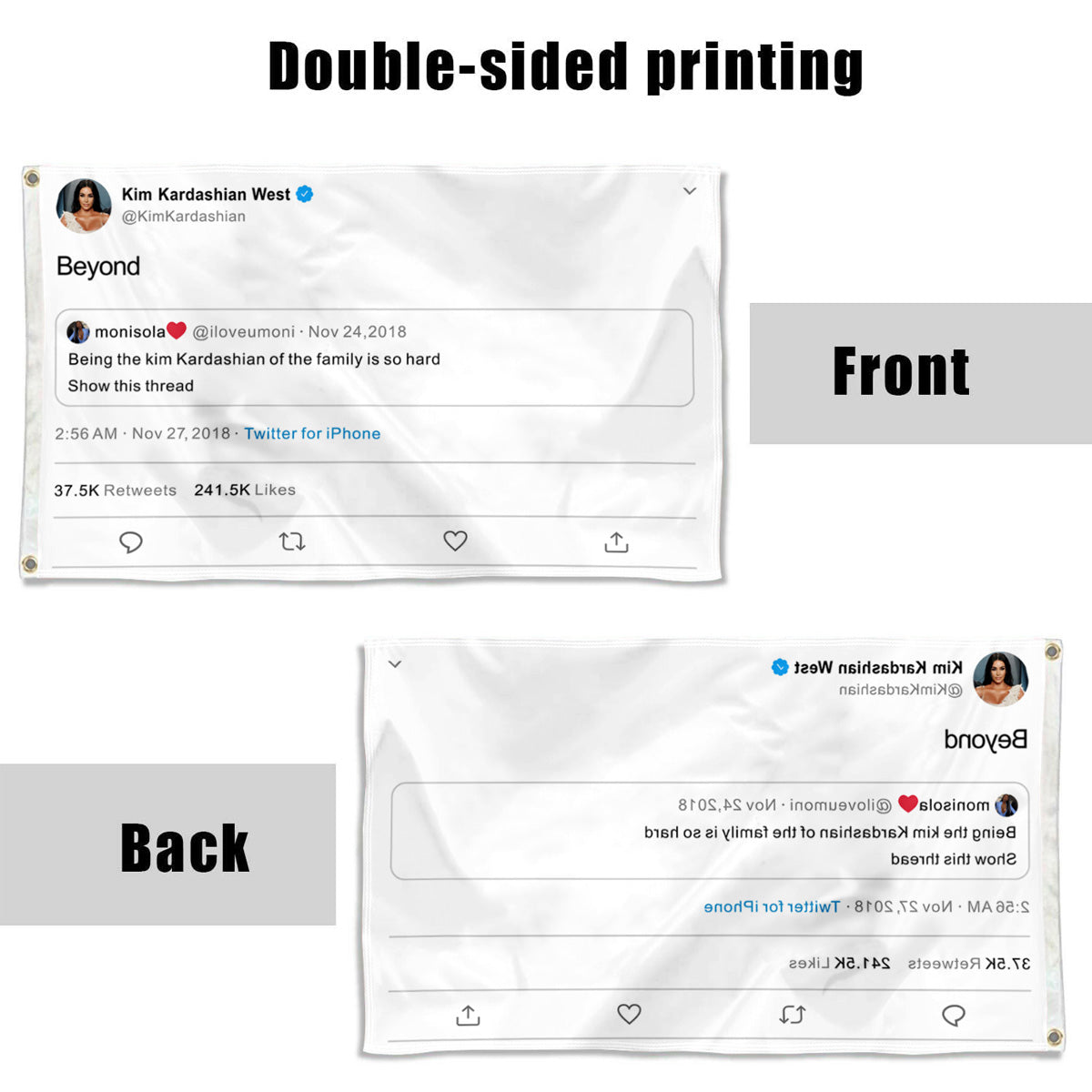 Fyon Kim kardashian west Funny twitter flag Beyond Moisalo twitter Funny Indoor and outdoor banner