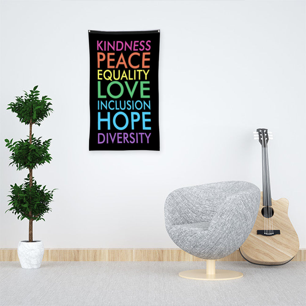 Fyon Kindness Peace Love Hope Flag Indoor and Outdoor Banner