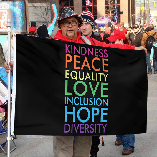 Fyon Kindness Peace Love Hope List Flag Indoor and Outdoor Banner