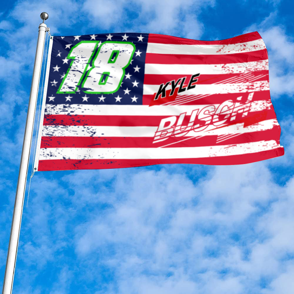 Fyon Kyle Busch #18 Stars and Stripes Flag Banner