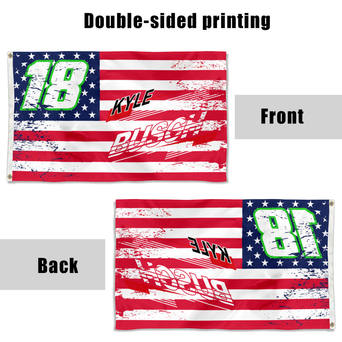 Fyon Kyle Busch #18 Stars and Stripes Flag Banner